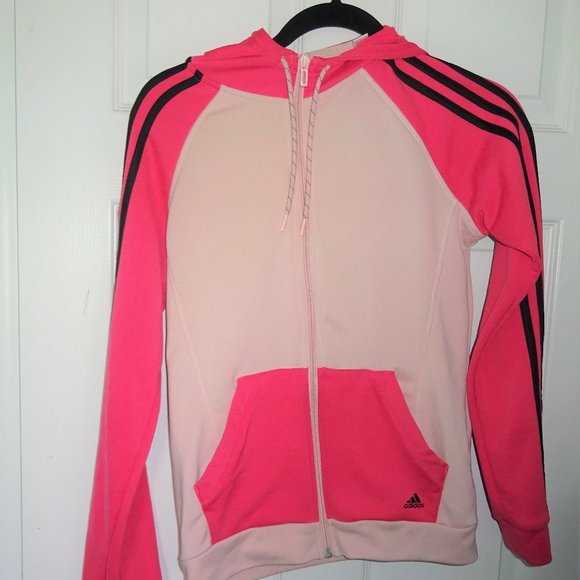adidas pink zip hoodie